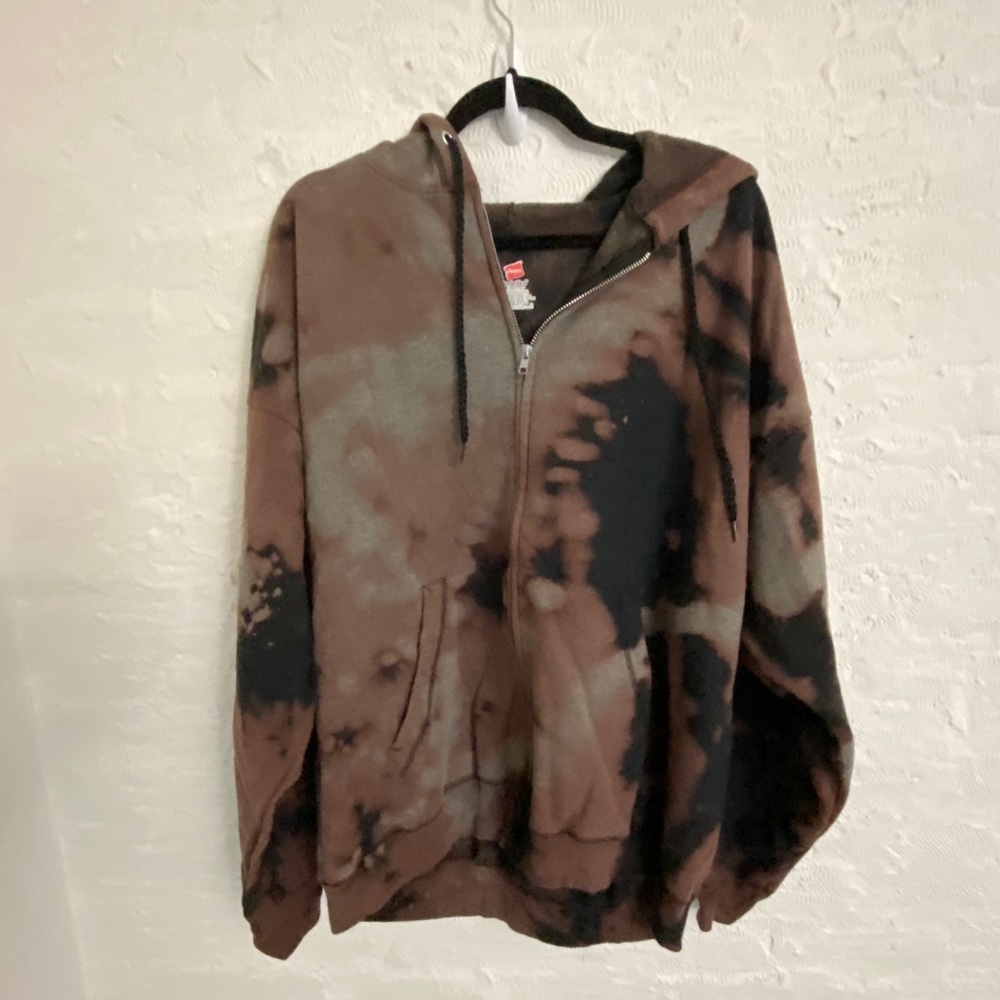 Hand dyed zip up hoodie